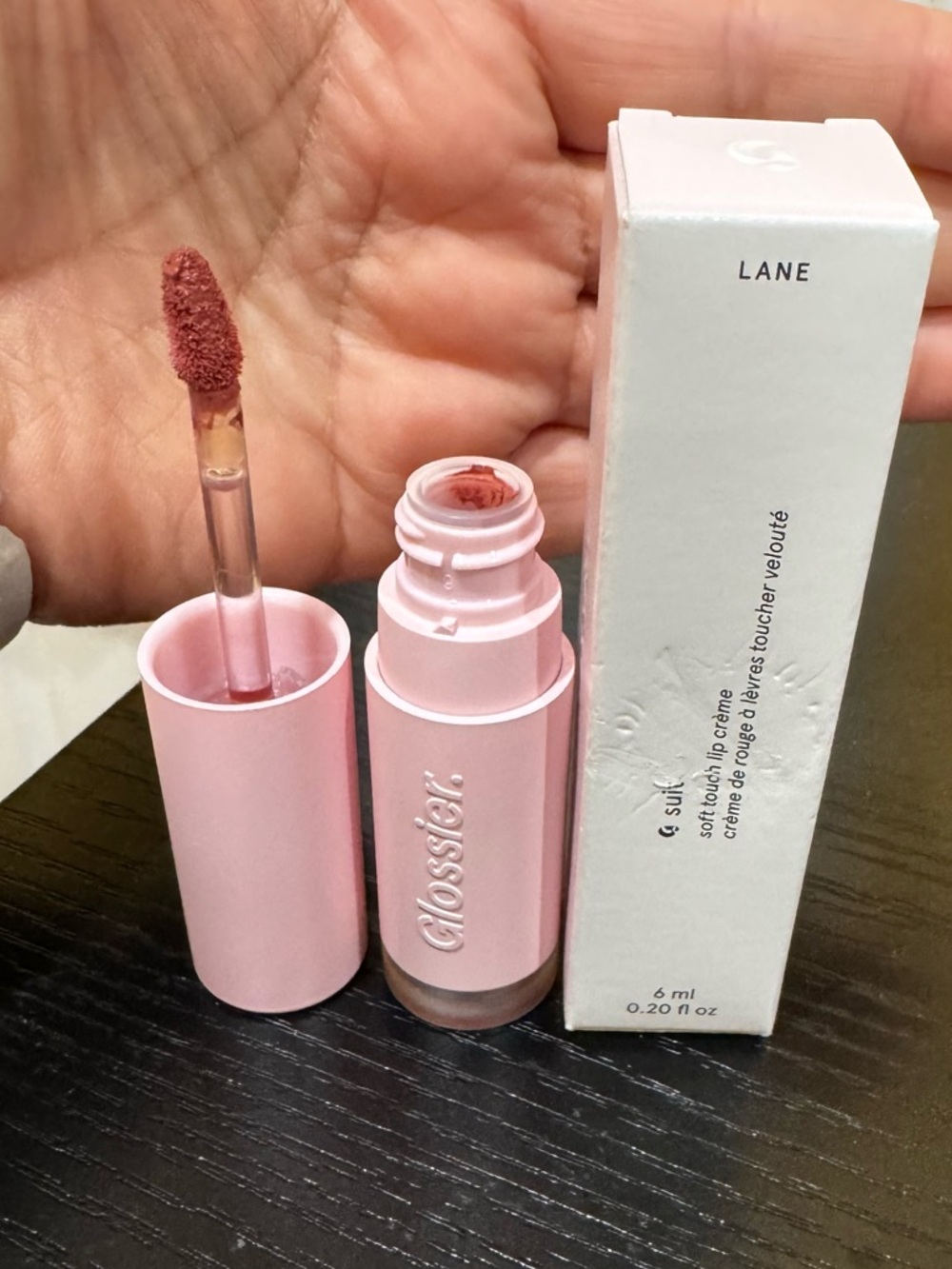 Glossier Lane Liquid Matte Lipstick - Dusty Rose Mauve shade Lane